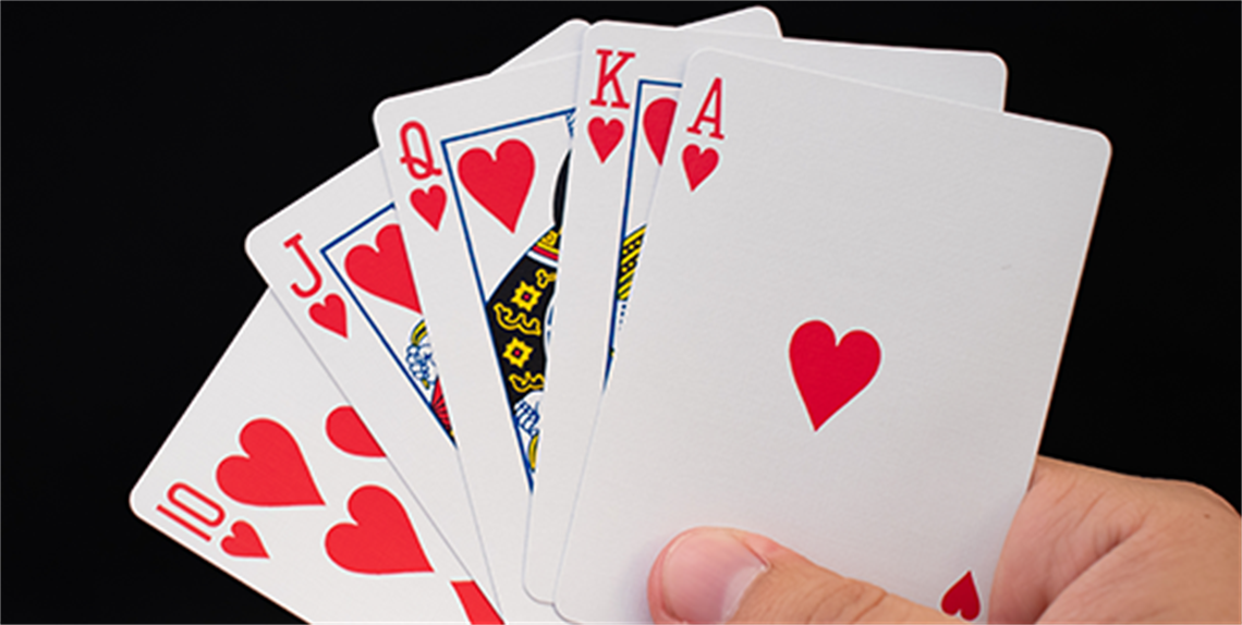 Royal flush in hearts