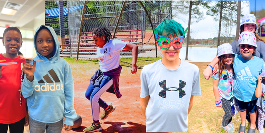 Holiday campers having fun