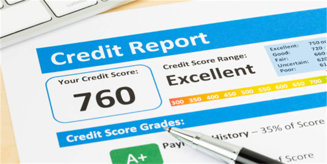 Copy of a credit report showing a score of 760